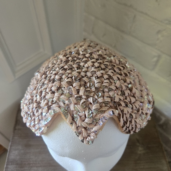 Vtg 50s-does-20s Fascinator Hat With Sequins, Gatsby, Party, Wedding, S/M - Picture 7 of 7